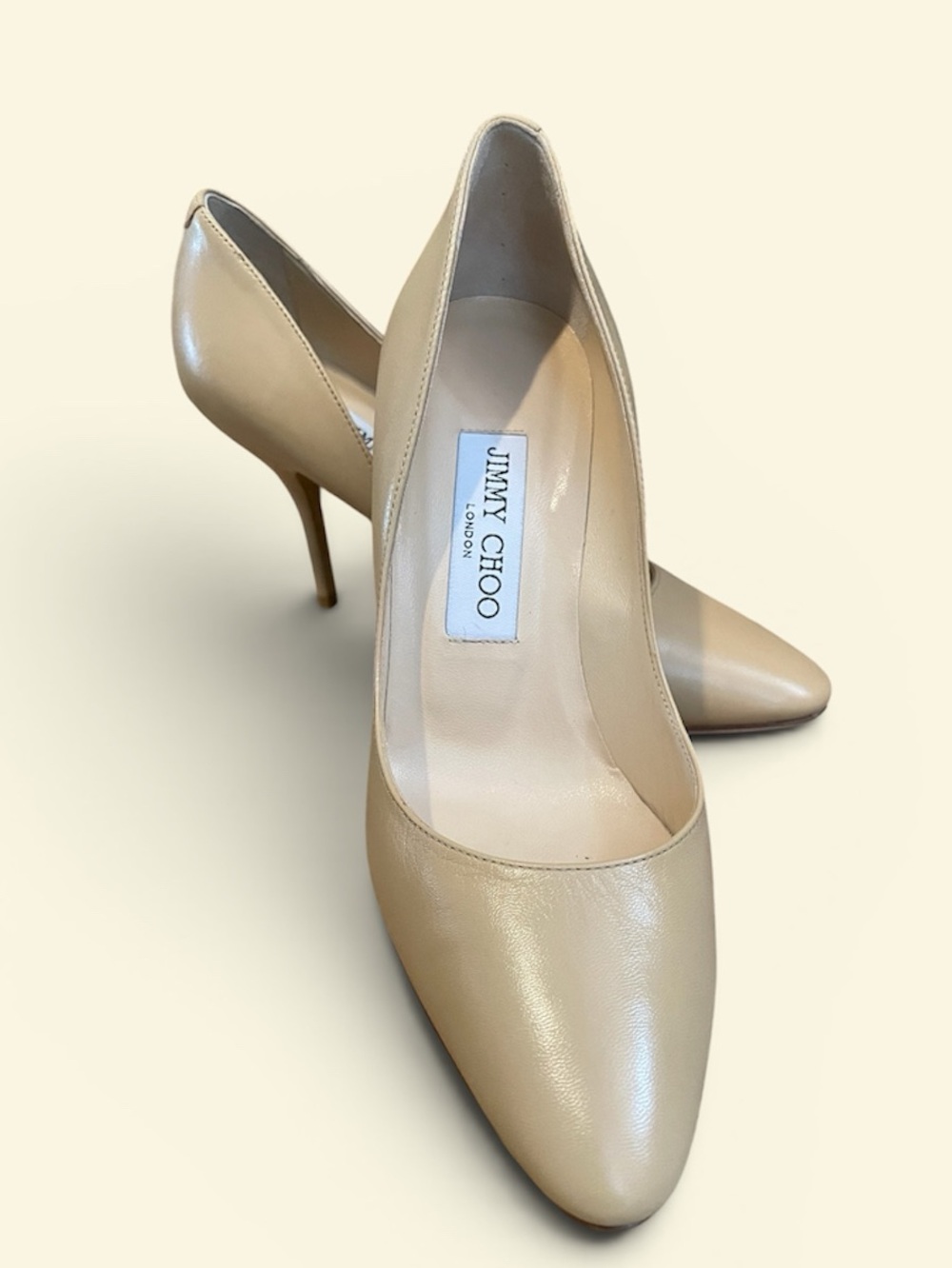Jimmy Choo Nude Beige Mei Leather Pointed Toe Pumps 36 shoes heels